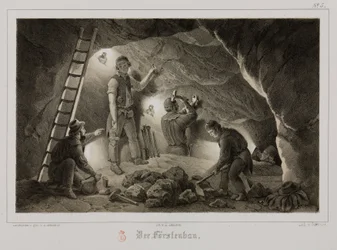 Bergbau, Metall-Erze, Bergleute, Deutschland, ca. 1851