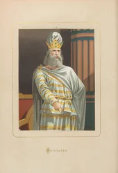Mithridates. Aus: Hombres y mujeres celebres de todos los tiempos von Juan Landa, 1875-1877