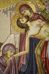 Mosaik des Todes Christi in der Grabeskirche, Jerusalem, Israel