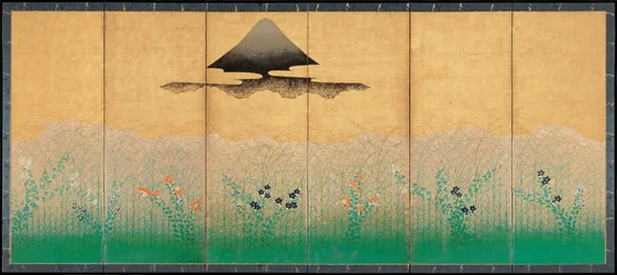 Berg Fuji und der Mond, ca. 1760