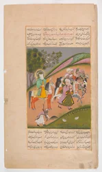 Muhammad und seine Anhänger ziehen in die Schlacht, Folio aus einem Hamla-yi Haidari