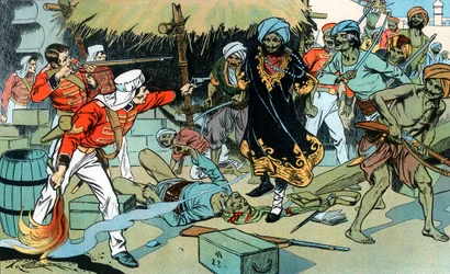 Meuterer greifen das Magazin in Delhi an, indischer Aufstand, 11. Mai 1857, um 1900