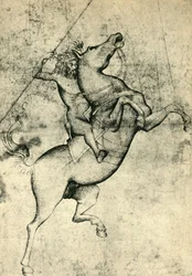 Nackter Mann reitet ein Pferd, frühes 15. Jahrhundert, 1943
