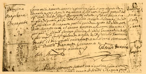 Napoleons Geburtsurkunde, 19. Juli 1782, 1921