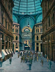 Innenansicht der Galleria Umberto I, Neapel, um 1900