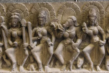 Nationalmuseum von Indien, Delhi. Saptamatrikas (sieben göttliche Mütter). Pratihara
