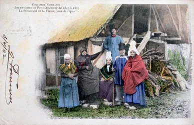 Einheimische Tracht von Pont Audemer, Normandie, 1902