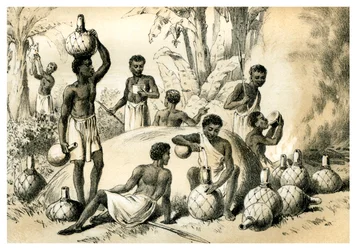 Einheimische beim Pombe-Machen, 1883