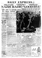 Nazis Radio Good-bye, Titelseite des Daily Express, 1. Mai 1945