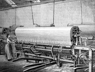 Netzwebstuhl in der Stuarts-Fabrik, um 1880
