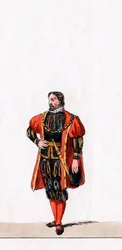 Edelmann, Kostümentwurf für Shakespeares Stück, Heinrich VIII., 19. Jahrhundert