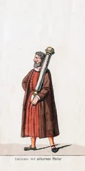 Edelmann mit silberner Säule, Kostümentwurf für Shakespeares Stück, Heinrich VIII, 19. Jahrhundert