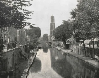 Alter Kanal und Domturm, Utrecht, Niederlande, 1895