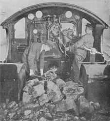 Auf der Lokomotive einer Great Western Express-Lokomotive, 1926