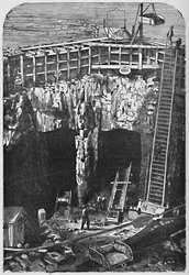Eröffnung des Schachts unter Hell Gate, 1883