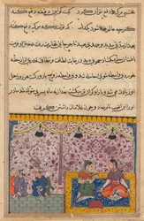 Seite aus Geschichten eines Papageis Tuti-nama: Dreiundzwanzigste Nacht: Die Tochter des Kaufmanns..., ca. 1560