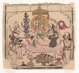 Seite aus einem verstreuten Ramayana: Geschichte von Rama, ca. Mitte des 18. Jahrhunderts