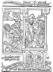 Seite der Biblia Pauperum (Armenbibel), 15. Jahrhundert