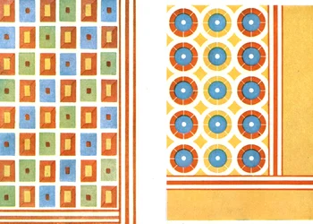 Gemalte Deckenmuster im Grab von Nebamon in Theben, Ägypten, 1928