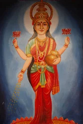 Gemälde der Göttin Lakshmi, Haridwar, Indien