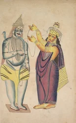 Parvati legt Shiva einen Hochzeitskranz an, 1800er Jahre