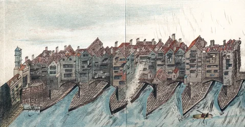 Teil der alten London Bridge, ca. 1600