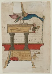 Pfauenförmige Handwaschvorrichtung: Illustration aus dem Buch des Wissens... Vorderseite, 1315