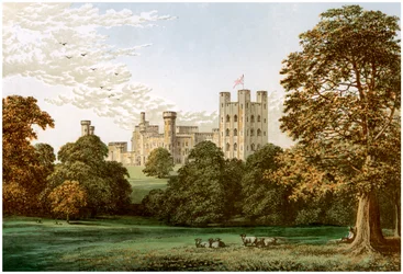 Penrhyn Castle, Caernarvonshire, Wales, Heimat von Lord Penrhyn, ca. 1880