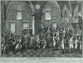 Peter I in der Rebellion der Altgläubigen im Facettenpalast, Ende des 18. Jahrhunderts