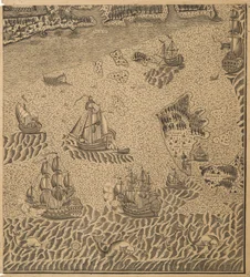 Die Flotte von Peter dem Großen in der Onega-Bucht, ca. 1707