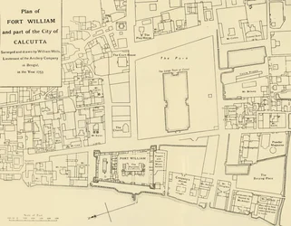 Plan von Fort William und einem Teil der Stadt Kalkutta, 1925