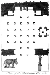 Plan der Elephanta-Höhlen, Indien, 1799