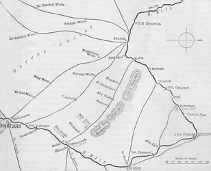 Plan des Kriegsschauplatzes im zweiten Sudan-Feldzug, ca. 1881-85