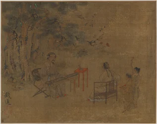 Zitherspiel unter Kiefern, möglicherweise Ming-Dynastie, 1368-1644