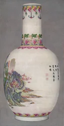 Porzellanflasche im Ku Yueh Hsuan Stil. Ch