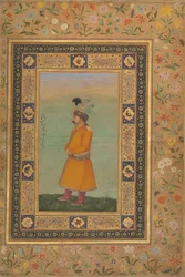Porträt von Muhammad Ali Baig, Folio aus dem Shah Jahan Album, recto, frühes 19. Jahrhundert