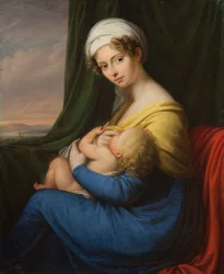 Porträt von Prinzessin Maria Fyodorovna Baryatinskaya, geb. Keller 1792-1858 mit Sohn, 1820er Jahre