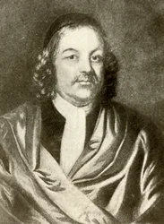 Porträt von Simon Bradstreet, in Robe und Mütze, ca. 1640, 1937
