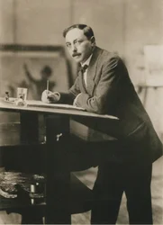 Porträt von Thomas Theodor Heine in seinem Atelier, ca. 1913