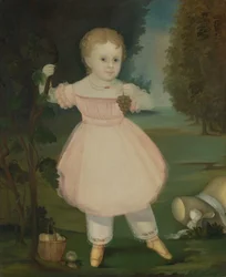 Porträt eines kleinen Mädchens, das Trauben pflückt, 1840-50