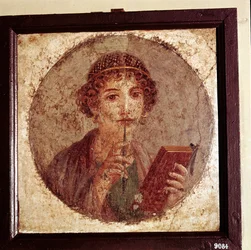 Porträtmalerei von Sappho, Pompeji, Italien