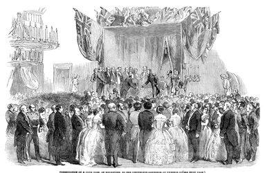 Übergabe einer goldenen Vase in Melbourne an den Vizegouverneur von Victoria, 1854