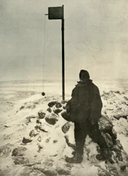 Professor David neben Mawsons Anemometer