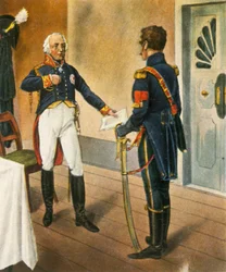 Preußischer General Courbière, Kommandant von Graudenz, und französischer Gesandter Savary, 1807, 1936