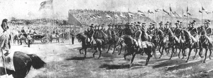 Königin Victoria überprüft die Armee des Empire in Aldershot, 1897