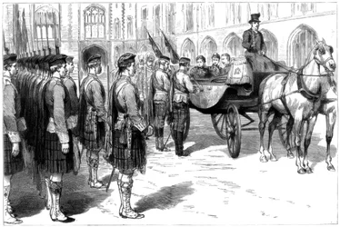 Königin Victoria empfängt die alten Farben der Seaforth Highlanders, Windsor, 1885