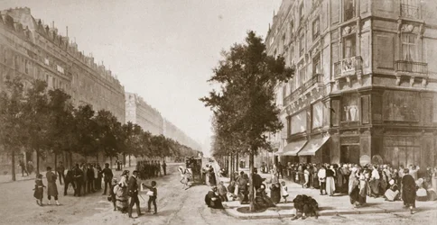 Warteschlange vor einem Lebensmittelgeschäft, Belagerung von Paris, Deutsch-Französischer Krieg, 1870-1871