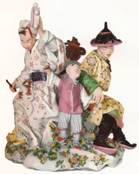 Seltene und außergewöhnlich große und wichtige Chelsea-Gruppe der Roten Anker-Periode, um 1752, 1923