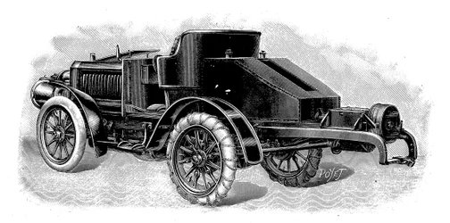 Renards Traktoreinheit, zeigt Anhängevorrichtung für Anhänger, Französisch, 1904