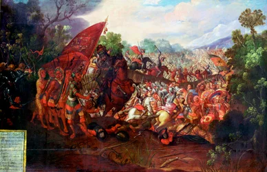 Rückzug von Hernando Cortes aus Tenochtitlan, Mexiko, 1520